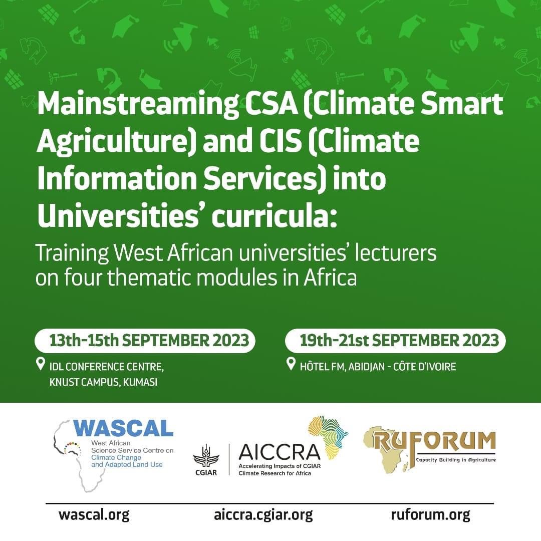 Training: Mainstreaming CSA and CIS into West Africa's university ...